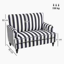 Rackhams Cuddle Chair with Stripe, Armchair for Living Room, Black and White - Turned legs - Blue and white - Velvet - thumbnail 6