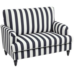 Rackhams Cuddle Chair with Stripe, Armchair for Living Room, Black and White - Turned legs - Blue and white - Velvet - thumbnail 3