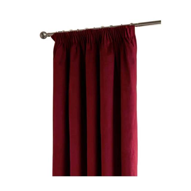 Rackhams Ultimate Velvet Pencil Pleat Curtains - Burgundy - 229cm x 183cm - Burgundy - 100% Polyester - image 1