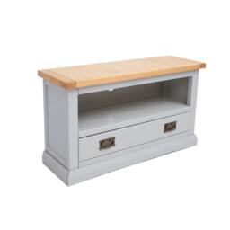 Rackhams Loreo Light Grey 1 Drawer TV Cabinet Brass Drop Handle - Light Grey - thumbnail 3