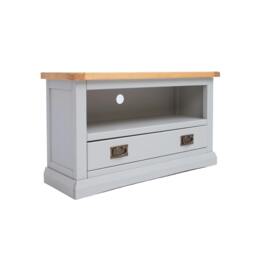 Rackhams Loreo Light Grey 1 Drawer TV Cabinet Brass Drop Handle - Light Grey - thumbnail 2