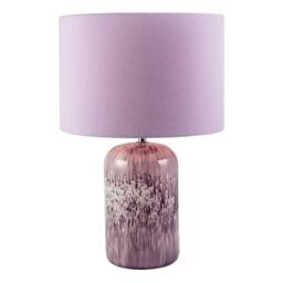 Rackhams Modern Lavender Lilac Marble Drip Snowflake Glass Lamp with Shade - thumbnail 2
