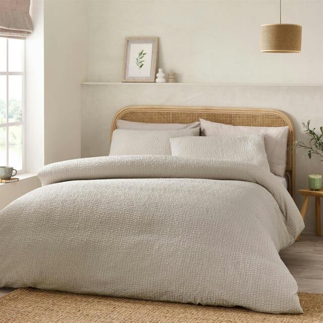 Rackhams Crinkle Seersucker Natural Duvet Cover Set - King - image 1
