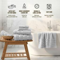 Rackhams Boston 8 PCS Towel Bale Set - Silver - Silver - thumbnail 4