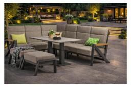 Rackhams Darwin 7 Seater Corner Sofa Set - Premium Aluminium Garden Furniture with Teak Wood - thumbnail 1