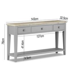Rackhams Florence Console Table with 3 Drawers and Shelf. Hallway Slimline Storage - Sage Green, Green - thumbnail 6