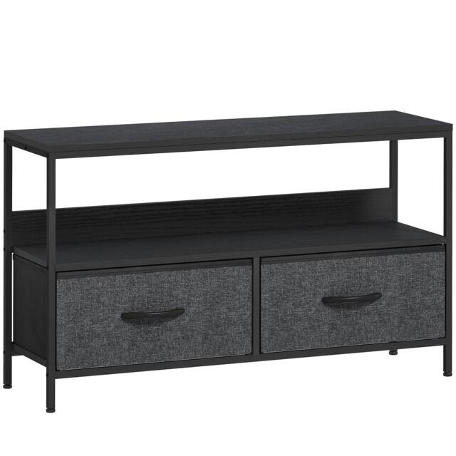 Rackhams TV Stand Cabinet with 2 Foldable Drawers - Black