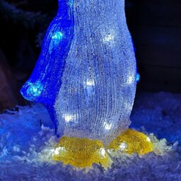 Rackhams 30cm Light Up LED Standing Acrylic Christmas Penguin Decoration With Santas Hat Indoor Outdoor - thumbnail 5
