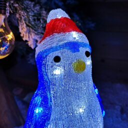 Rackhams 30cm Light Up LED Standing Acrylic Christmas Penguin Decoration With Santas Hat Indoor Outdoor - thumbnail 4
