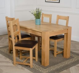 Rackhams Kuba Medium Oak Dining Table with Lincoln Oak Chairs - Natural Oak - 6 chairs - thumbnail 3