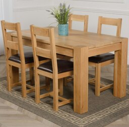 Rackhams Kuba Medium Oak Dining Table with Lincoln Oak Chairs - Natural Oak - 6 chairs - thumbnail 2