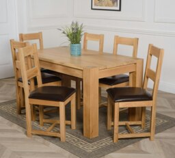 Rackhams Kuba Medium Oak Dining Table with Lincoln Oak Chairs - Natural Oak - 6 chairs - thumbnail 5