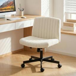 Rackhams Desk Chair with Wide Seat, Thick Padding, Rock Function, Cream - thumbnail 1