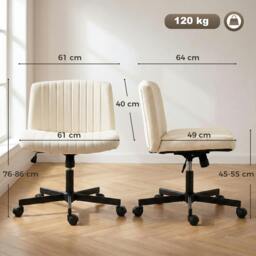Rackhams Desk Chair with Wide Seat, Thick Padding, Rock Function, Cream - thumbnail 3