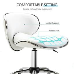 Rackhams Adjustable Rolling Swivel Beauty Salon Chair, Stool for Spa, Technician - White - thumbnail 6