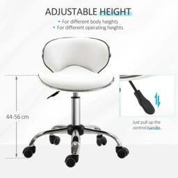 Rackhams Adjustable Rolling Swivel Beauty Salon Chair, Stool for Spa, Technician - White - thumbnail 4