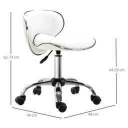 Rackhams Adjustable Rolling Swivel Beauty Salon Chair, Stool for Spa, Technician - White - thumbnail 3