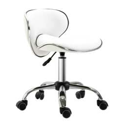 Rackhams Adjustable Rolling Swivel Beauty Salon Chair, Stool for Spa, Technician - White - thumbnail 1