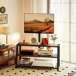 Rackhams TV Stand Cabinet with Swivel Bracket for 32 - 70 Inch TVs - Rustic Brown - Wood effect - 1
