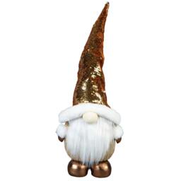 Rackhams 44cm Gold Santa Gnome Christmas Figurine with Shimmering Sequin Hat for Indoor Festive Home Display - 44CM - Gold - Decoration