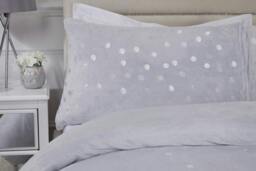 Rackhams Luxury Fleece Polka Dot Duvet Cover with Pillowcases- Grey - Double (200cm x 200cm) - thumbnail 2