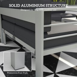 Rackhams 5 PCs Garden Sofa Set w/ Cushions, Aluminium Furniture Sets, Grey - Light Grey - thumbnail 5