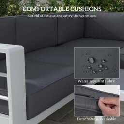 Rackhams 5 PCs Garden Sofa Set w/ Cushions, Aluminium Furniture Sets, Grey - Light Grey - thumbnail 4