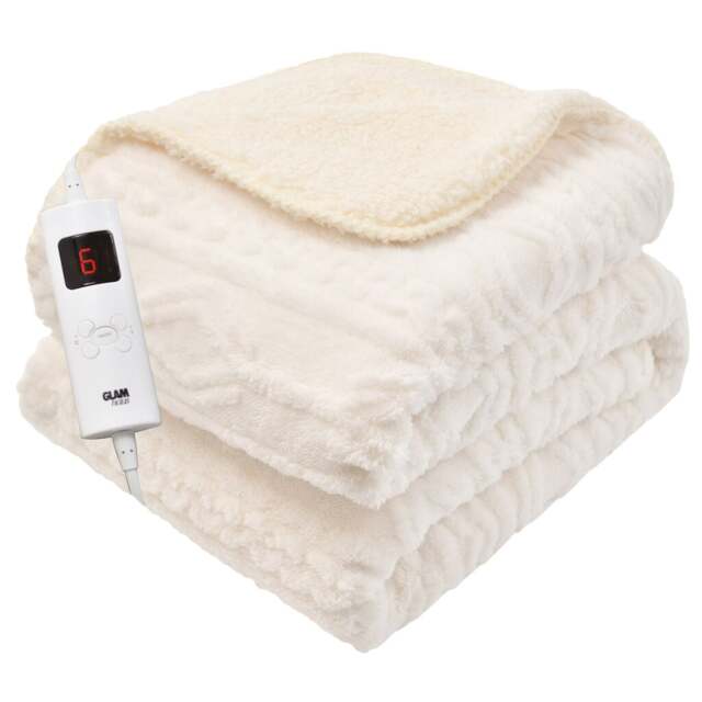 Rackhams Heated Electric Throw Blanket - Luxurious & Soft Design - 9 Temperature Settings & 9-Hour Timer White - image 1