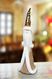 Rackhams 58cm Gold Santa Christmas Figurine with Gold Costume, White Fur Trim and Long Beard - thumbnail 2