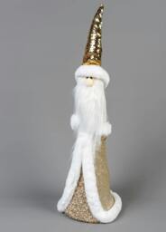 Rackhams 58cm Gold Santa Christmas Figurine with Gold Costume, White Fur Trim and Long Beard - thumbnail 1