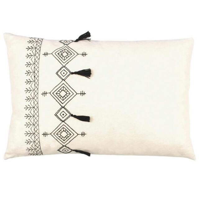 Rackhams Pritta Tassel Cushion Cover - Natural - 40cm x 60cm - Natural - 100% Cotton - image 1