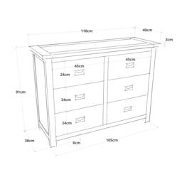 Rackhams Lovere 6 Drawer Chest of Drawers Bras Drop Handle - Off White - thumbnail 2