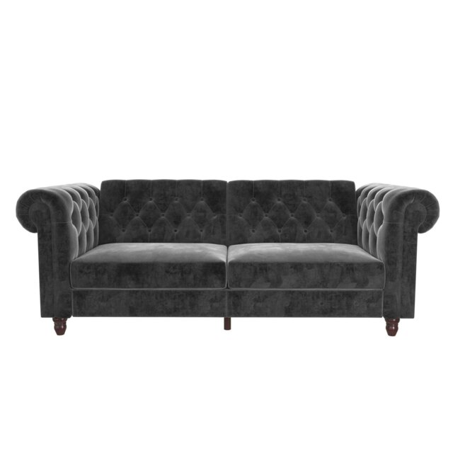 Rackhams Felix Chesterfield 3 Seater Sofa Bed in Velvet Grey - Grey - image 1