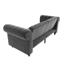 Rackhams Felix Chesterfield 3 Seater Sofa Bed in Velvet Grey - Grey - thumbnail 4