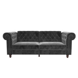 Rackhams Felix Chesterfield 3 Seater Sofa Bed in Velvet Grey - Grey