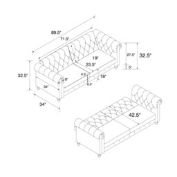 Rackhams Felix Chesterfield 3 Seater Sofa Bed in Velvet Grey - Grey - thumbnail 5