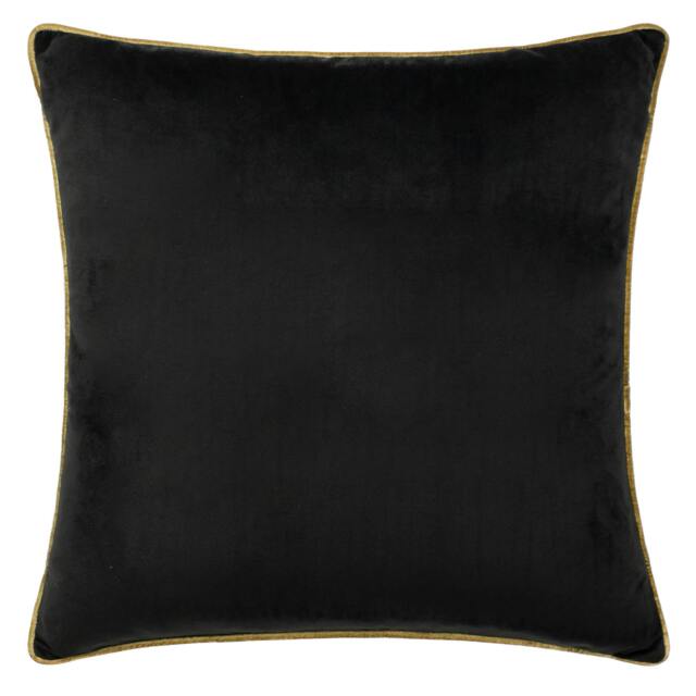 Rackhams Meridian Velvet Cushion Cover - Black/Gold - 45cm x 45cm - Black/Gold - 100% Polyester - image 1