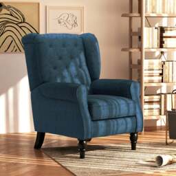 Rackhams Accent Armchair Retro Tufted Club Wood Fabric - Dark Grey - thumbnail 2