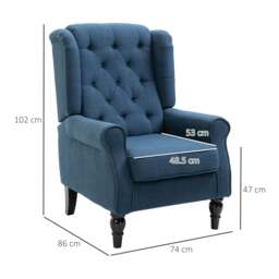 Rackhams Accent Armchair Retro Tufted Club Wood Fabric - Dark Grey - thumbnail 4