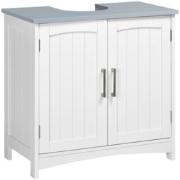 Rackhams Pedestal Under Sink Cabinet, Bathroom Storage Vanity Unit, White - thumbnail 2