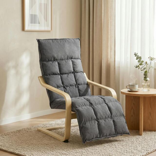 Rackhams Accent Chair, Leisure Lounge Chair Armchair with Footrest, Grey - image 1