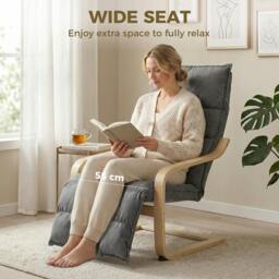 Rackhams Accent Chair, Leisure Lounge Chair Armchair with Footrest, Grey - thumbnail 5