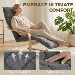 Rackhams Accent Chair, Leisure Lounge Chair Armchair with Footrest, Grey - thumbnail 4