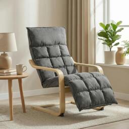 Rackhams Accent Chair, Leisure Lounge Chair Armchair with Footrest, Grey - thumbnail 2