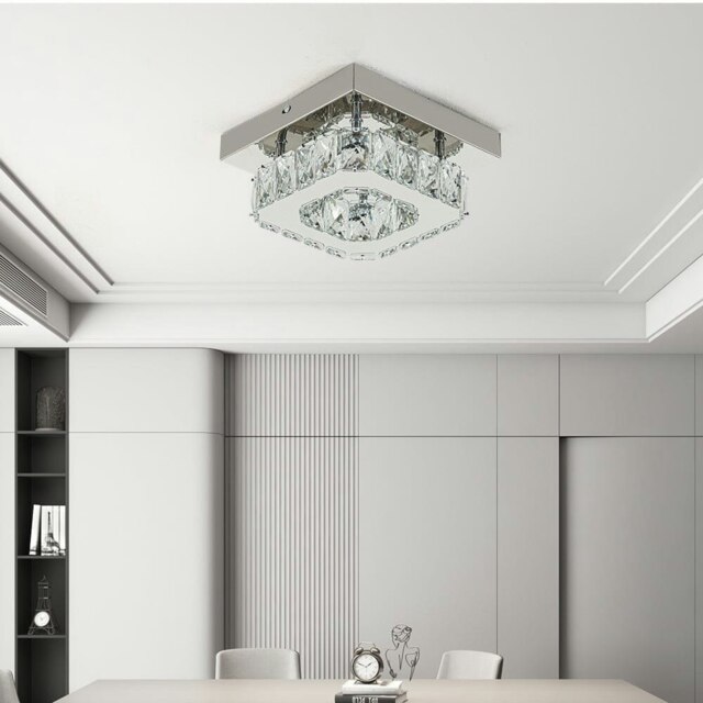 Rackhams 20cm Modern Square Crystal Ceiling Light - image 1