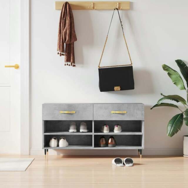 Rackhams Shoe Bench Concrete Grey 102x35x55 cm Engineered Wood