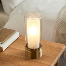 Rackhams Chepstow Antique Brass & Glass Touch Table Lamp - thumbnail 1