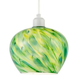 Rackhams Modern Green Toned Glass Pendant Shade with Brushed Leaves Design - thumbnail 2