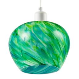 Rackhams Modern Green Toned Glass Pendant Shade with Brushed Leaves Design - thumbnail 4