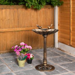 Rackhams 81cm Bronze Effect Garden Patio Bird Bath with Bird Sculptures - thumbnail 2